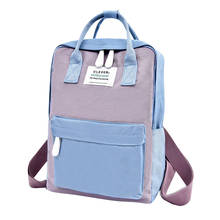 Mochila feminina de lona colorida, mochila escolar impermeável fofa para laptop patchwork 2024 - compre barato