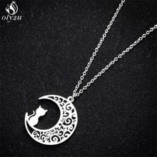 Oly2u New Necklace 2020 Trendy Cat On the Moon Necklaces Pendants Punk Jewelry Lovely Animal Pet Cat Necklace Kolye Collares 2024 - buy cheap