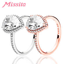MISSITA NEW Water Drop AAA Zircon Finger Rings For Women Fit Pan Wedding Engagement Silver Color Jewelry Gift Dropshipping 2024 - buy cheap