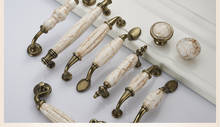 Linhas de mármore Ceramic Gabinete Alças de Liga de Zinco puxadores de Gaveta Porta do Armário Punho da Mobília Alças Antique Bronze Europeu 2024 - compre barato
