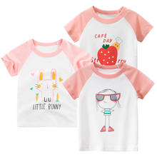 Children Grils T-Shirts Cartoon Print Kids Baby  Tops Short Sleeve T-Shirt Children Cotton Pink T-Shirts Tees New Arrive 2021 2024 - buy cheap
