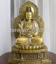 Free shipping 001830 collectibles Tibetan Buddhist bronze nice guan yin kwan yin buddha statue 30 cm 2024 - buy cheap