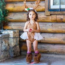 Infant Baby Christmas Romper Toddler Baby Girl Mesh Tutu Halter Jumpsuit Backless Playsuit with Antler Hair Hoop 2Pcs 0-24M 2024 - buy cheap