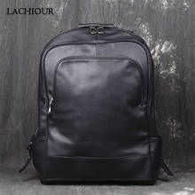 European American Men Leather Backpack Bag Large Business Travel Laptop Bag Male Genuine Leather Shoulder Bag Large School Bag 2024 - buy cheap