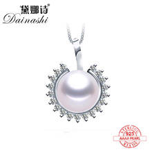 Luxury Big Natural Pearl Necklace Pendants gift For Women Fashion Zircon Silver 925 Jewelry Freshwater Necklaces(No Chain) 2024 - buy cheap