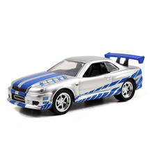 1/55 Fast and Furious Cars Brian's Nissan Skyline GTR R34 Simulation Metal Diecast Model Cars Kids Toys 2024 - buy cheap