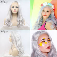 Silver Grey Wig Wavy 13*3 Lace Front Wig Platinum Blonde Wine Red Pink Hair Heat Resistant Fiber for Women Makeup Party 2024 - buy cheap