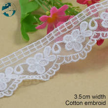 3yards 3.5cm White  Cotton Embroidery Lace French Ribbon Fabric Guipure Diy Trims Warp Knitting Wedding Sewing Accessories#2886 2024 - купить недорого