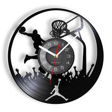 Reloj de pared de tiro de baloncesto, hecho de vinilo Real, para grabar, deporte, corte láser, LP, gramófono, Decoración Retro Para el hogar 2024 - compra barato