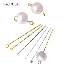 Lacoogh-Alfileres de cabeza de plata S925, agujas con ojtes, 12/20/25/30/35/40/45/50mm, Color dorado y plateado para fabricación de joyas, 10 Uds. 2024 - compra barato