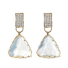 Shine Crystal Drop Earrings for Women Big Gold Geometric Rhinestone Earrings Bling Wedding Bridal Gift Jewelry 2024 - buy cheap
