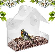 Alimentador de pájaros con ventana de acrílico transparente, fuerte ventosa, jaula colgante, casa, suministros para pájaros, cubiertas de jaula 2024 - compra barato