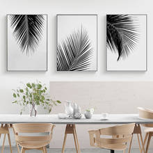 Capas de lona com folhas de palmeira cinza ou preta, pintura minimalista para decoração de parede 2024 - compre barato