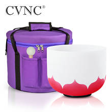 CVNC 8 Inch Frosted Quartz Crystal Singing Bowls with Lotus Design 432Hz or 440Hz Note C Root Chakra with 1pc Carry Bag for Yoga 2024 - buy cheap