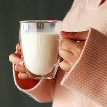 Originality Double-deck Heat-resisting Glass Coffee Mugs Transparent With Cup Handle Breakfast Fruit Juice Milk  Black Tea Cups 2024 - buy cheap