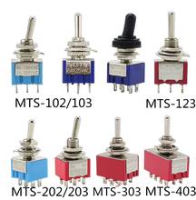 Mini interruptor de palanca 6A 125VAC de 6mm, MTS 102 103 202 203 302 303 402 403 on off SPDT DPDT on off on 3PDT, con tapa impermeable 2024 - compra barato