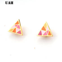 UAH-pendientes de tuerca de esmalte triangular geométricos Vintage para mujer, joyería de moda de acero inoxidable, MiNi Accesorios 2024 - compra barato