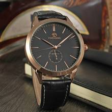 Forsining Minimalist Men's Mechanical Watch Black Slim Dial Automatic Casual Genuine Leather Clock Male Wristwatch Relogio Saati 2024 - buy cheap