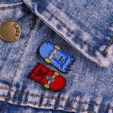 Double-dealer Enamel Pin Blue Red Skateboard Brooches Backpack Clothes Lapel Pin Dark Badge Punk Jewelry Gift for Friends 2024 - buy cheap