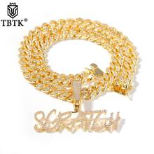 TBTK Customized Name Curisve Letter Pendant Big Clasp Fit With 12mm CZ Cuban Chain Necklaces Hiphop DIY Jewelry Best Gift 2024 - buy cheap