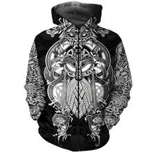 2019 nova moda masculina hoodies 3d todo impresso viking tatuagem camiseta/hoodie traje unisex casual agasalho streetwear WS-478 2024 - compre barato