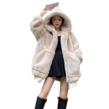 Faux Fur Coat 2021New Autumn Winter Women's Coats Faux Fur Female Outerwear Hot Sale Hooded Plus Size Plush Coat Warm Fur Jacket 2024 - buy cheap