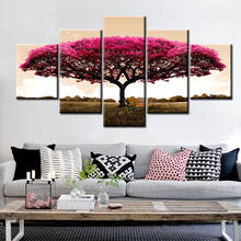 5 painéis pinturas abstratas à óleo árvore vermelha impressão em tela cartazes e impressões paisagem arte de parede imagens decoração de arte de parede para casa 2024 - compre barato