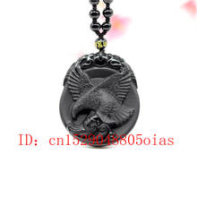 Natural Black Obsidian Jade Eagle Pendant Beads Necklace Fashion Charm Jewellery Hand-Carved Lucky Amulet Gifts for Women Men 2024 - buy cheap
