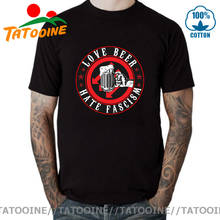 Tatooine Antifa Shirt Funny Antifascism T shirt men Humor Antifascist Anarchy Anarchist Tee Shirt Love Beer Hate Fascism T-Shirt 2024 - buy cheap