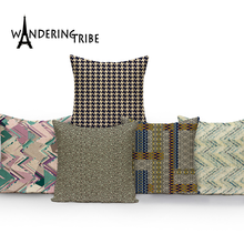 Funda de almohada de estilo nórdico, cubierta decorativa de color gris, geométrico, a rayas oscuras, para sofá 2024 - compra barato
