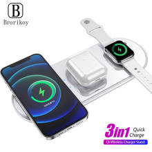 3 in 1 Qi Wireless Charger Pad Station 15W for iPhone 12 11 Pro Max Mini XR XS Max 8 for Apple Watch iWatch 6 5 4 3 AirPods Pro 2024 - buy cheap