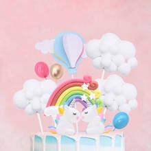 Unicorn Party Cake Topper Cloud Rainbow Balloon Shaped Cake Flags for Baby Shower Kids Birthday Party Decoration Cute Cake Decor 2024 - buy cheap