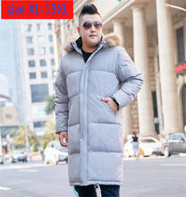 Nova alta qualidade x-long down jacket hoodie gola de pele dos homens moda grossa casual super grande casaco plus size XL-10XL11XL12XL13XL 2024 - compre barato