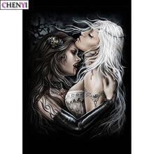 CHENYI 5D DIY pintura de diamante vampiro mujer punto de cruz bordado de diamantes mosaico con dibujo cuadrado completo de Rhinestone decoración del hogar 2024 - compra barato