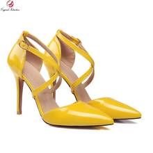 2021 New Women's Shoes Sandals Summer Pointed Toe High Heeled Stiletto Patent Leather Thin Buckle Office Party Lady Female Heels 2024 - buy cheap