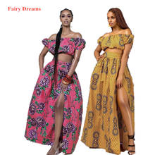 African Clothing 2 Piece Set For Women Traditional Tops and Skirt Summer Suits Dashiki Print Sexy Shirt Off Shoulder Long Skirts 2024 - buy cheap