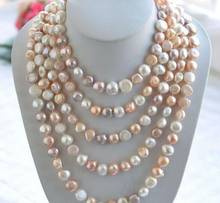 Long 48"-60"-80"-100" 8-9mm white pink purple barpque freshwater pearl necklace wholesal 2024 - buy cheap