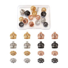 16pcs/Box Hollow Brass Micro Pave Clear Cubic Zirconia Beads Tassel Cap Bail Crown Mixed Color 2024 - buy cheap