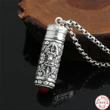 Handcrafted 925 cor de prata tibetano dorje gau men pingente vintage sterling budista vajra símbolo oração hinduísmo caixa pingente 2024 - compre barato