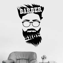 Barbearia cabeleireiro hairician adesivo de parede vinil decoração interior barbeiro decalques removível papel mural 4114 2024 - compre barato