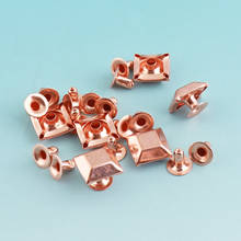 50pcs 9*8mm Rose gold Rivets Metal Buttons Rectangle Rivets for Leather Craft Purse Notions Studs for Bag/Garment 2024 - buy cheap
