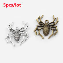 5pcs/lot  Antique Bronze /Silver Color Spider Handmade Charms Pendant DIY for Bracelet Necklace Jewelry 31*35mm 2024 - buy cheap