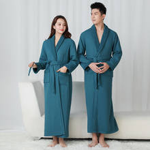 100% Cotton Waffle Double Thicken Warm Couple Layer Warm Bath Robe Soft Men Females Casual Home Bathrobe Japan Style Homewear 2024 - buy cheap