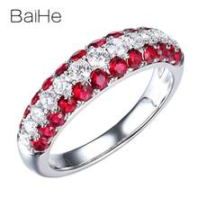 BAIHE Solid 14K White Gold 0.90ct Natural sapphirs/Rubis Women Wedding Trendy Fine Jewelry Beautiful diamond sapphirs/Rubis Ring 2024 - buy cheap