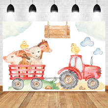 Laeacco Cartoon Farm Photophone Clouds Animals Tractor Grassland Photography Backdrops Baby Birthday Photo Backgrounds Photozone 2024 - buy cheap
