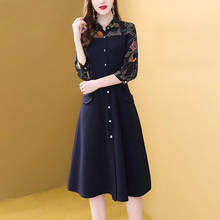 Women's Spring Summer Style Dress Women's Patchwork Button Turn-down Collar Pockets Korean Elegant Dress SS1730 2024 - buy cheap