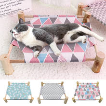 Cat Hammock Bed House Wood Canvas Pet Puppy Cat Lounge Bed For Small Dogs Cats Lazy Mat Cushion Lounger Pet Sleeping Supplies 2024 - buy cheap