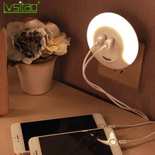Luz LED de noche con puerto USB Dual, cargador de teléfono, enchufe ajustable, luz de pared Meng / US 2024 - compra barato