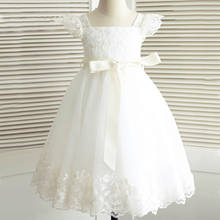White Flower Girl Dress Puffy Tulle Lace Cap Sleeve Infant Kid Clothes Children Birthday Party Gown Communion Dress 2024 - buy cheap