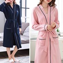 Underwear Fashion Women Soft Long Sleeve Solid Color Pockets Bath Robe Home Gown Sleepwear Women's Clothing пижама женская 2020 2024 - buy cheap